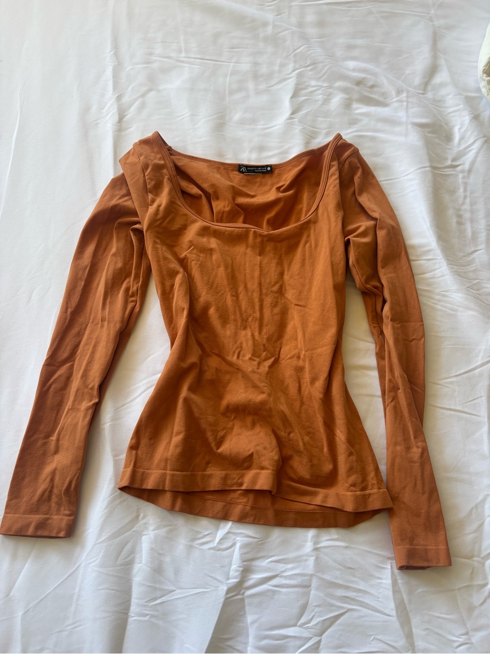 Zara Orange Scoop Neck Long-Sleeve Women's Top